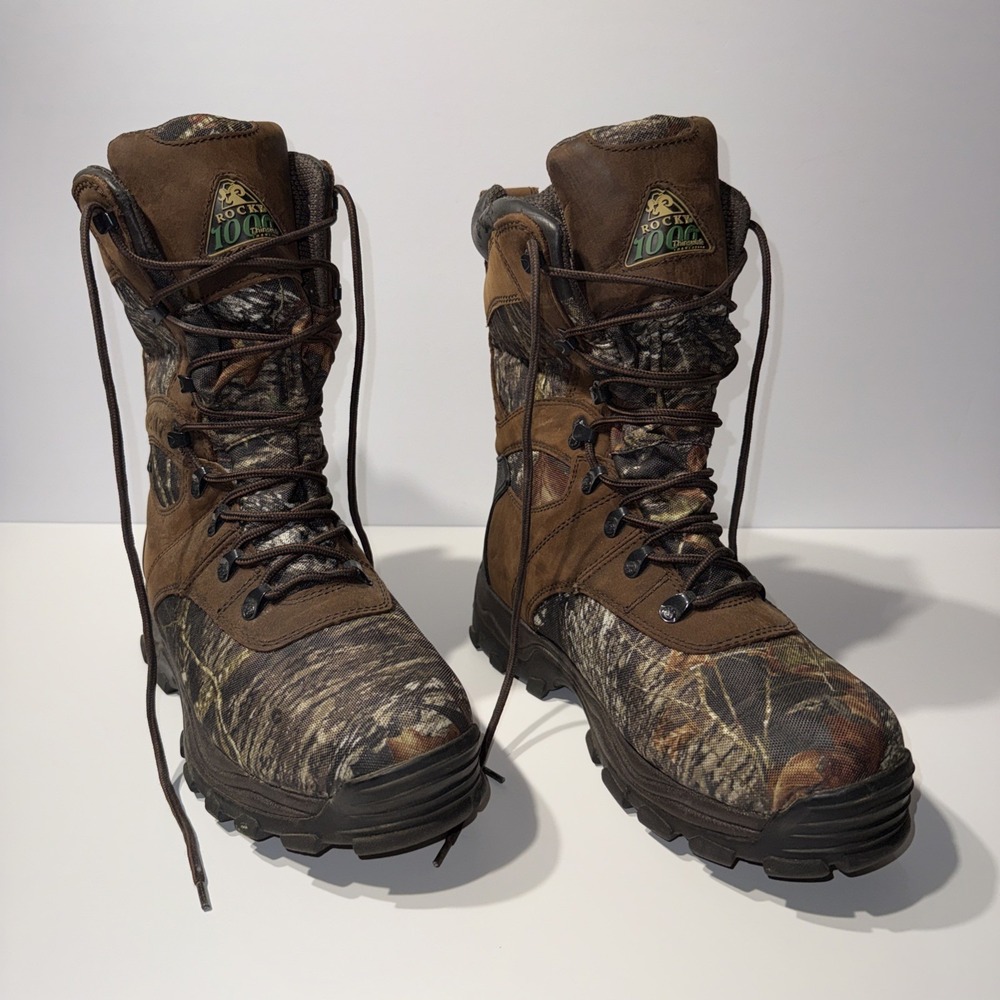 Rocky 1000 Gram Thinsulate Waterproof Hunting Boots Camo Brown Men's Size 11M
